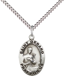 [3994SS/18S] Sterling Silver Saint Gerard Majella Pendant on a 18 inch Light Rhodium Light Curb chain