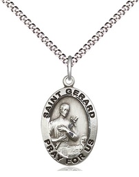 [3994SS/18S] Sterling Silver Saint Gerard Majella Pendant on a 18 inch Light Rhodium Light Curb chain