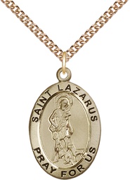 [4030GF/24GF] 14kt Gold Filled Saint Lazarus Pendant on a 24 inch Gold Filled Heavy Curb chain