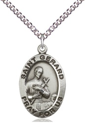 [4034SS/24SS] Sterling Silver Saint Gerard Pendant on a 24 inch Sterling Silver Heavy Curb chain