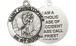 [4049SSY] Sterling Silver Saint Christopher Medal - With Box