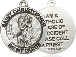 [4049SSY] Sterling Silver Saint Christopher Medal - With Box