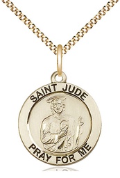 [4054GF/18G] 14kt Gold Filled Saint Jude Pendant on a 18 inch Gold Plate Light Curb chain