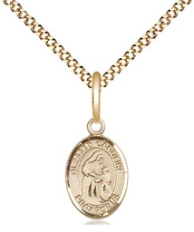 [9281GF/18G] 14kt Gold Filled Blessed Caroline Gerhardinger Pendant on a 18 inch Gold Plate Light Curb chain
