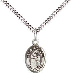 [9281SS/18S] Sterling Silver Blessed Caroline Gerhardinger Pendant on a 18 inch Light Rhodium Light Curb chain