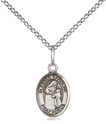 [9281SS/18SS] Sterling Silver Blessed Caroline Gerhardinger Pendant on a 18 inch Sterling Silver Light Curb chain