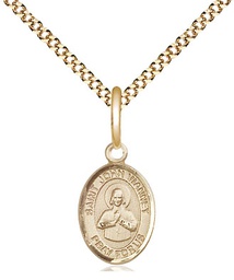 [9282GF/18G] 14kt Gold Filled Saint John Vianney Pendant on a 18 inch Gold Plate Light Curb chain