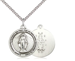 [4056SS/18S] Sterling Silver Miraculous Pendant on a 18 inch Light Rhodium Light Curb chain