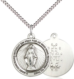 [4056SS/18S] Sterling Silver Miraculous Pendant on a 18 inch Light Rhodium Light Curb chain