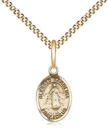 [9283GF/18G] 14kt Gold Filled Blessed Karolina Kozkowna Pendant on a 18 inch Gold Plate Light Curb chain