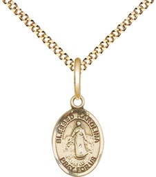 [9283GF/18G] 14kt Gold Filled Blessed Karolina Kozkowna Pendant on a 18 inch Gold Plate Light Curb chain