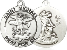 [4057SS] Sterling Silver Saint Michael the Archangel Medal