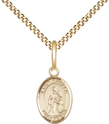 [9284GF/18G] 14kt Gold Filled Saint Angela Merici Pendant on a 18 inch Gold Plate Light Curb chain