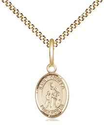 [9284GF/18G] 14kt Gold Filled Saint Angela Merici Pendant on a 18 inch Gold Plate Light Curb chain
