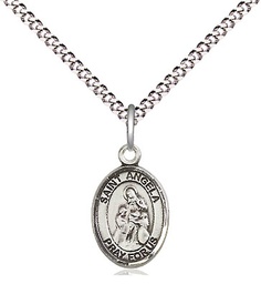 [9284SS/18S] Sterling Silver Saint Angela Merici Pendant on a 18 inch Light Rhodium Light Curb chain