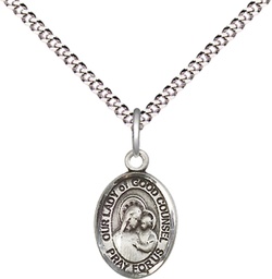 [9287SS/18S] Sterling Silver Our Lady of Good Counsel Pendant on a 18 inch Light Rhodium Light Curb chain