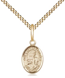 [9288GF/18G] 14kt Gold Filled Our Lady of Lourdes Pendant on a 18 inch Gold Plate Light Curb chain