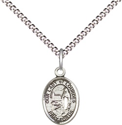 [9288SS/18S] Sterling Silver Our Lady of Lourdes Pendant on a 18 inch Light Rhodium Light Curb chain