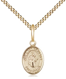 [9289GF/18G] 14kt Gold Filled Our Lady of Mercy Pendant on a 18 inch Gold Plate Light Curb chain