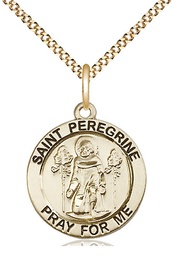 [4060GF/18G] 14kt Gold Filled Saint Peregrine Pendant on a 18 inch Gold Plate Light Curb chain