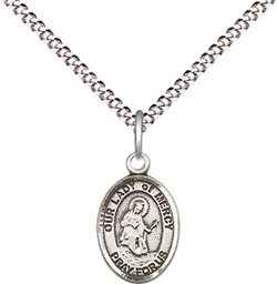 [9289SS/18S] Sterling Silver Our Lady of Mercy Pendant on a 18 inch Light Rhodium Light Curb chain