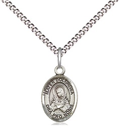 [9290SS/18S] Sterling Silver Mater Dolorosa Pendant on a 18 inch Light Rhodium Light Curb chain