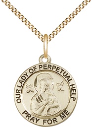 [4062GF/18G] 14kt Gold Filled Our Lady of Perpetual Help Pendant on a 18 inch Gold Plate Light Curb chain