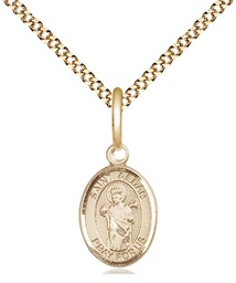 [9293GF/18G] 14kt Gold Filled Saint Aedan of Ferns Pendant on a 18 inch Gold Plate Light Curb chain