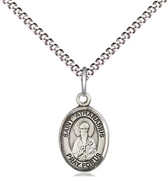 [9296SS/18S] Sterling Silver Saint Athanasius Pendant on a 18 inch Light Rhodium Light Curb chain