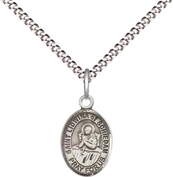 [9297SS/18S] Sterling Silver Saint Lidwina of Schiedam Pendant on a 18 inch Light Rhodium Light Curb chain