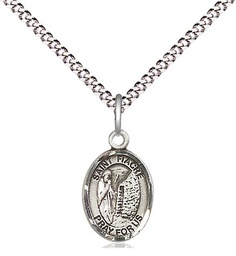 [9298SS/18S] Sterling Silver Saint Fiacre Pendant on a 18 inch Light Rhodium Light Curb chain