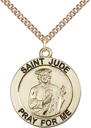 [4078GF/24GF] 14kt Gold Filled Saint Jude Pendant on a 24 inch Gold Filled Heavy Curb chain