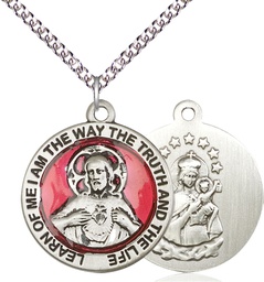 [4083ESS/24SS] Sterling Silver Scapular Pendant on a 24 inch Sterling Silver Heavy Curb chain