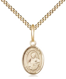 [9305GF/18G] 14kt Gold Filled Saint Pius X Pendant on a 18 inch Gold Plate Light Curb chain