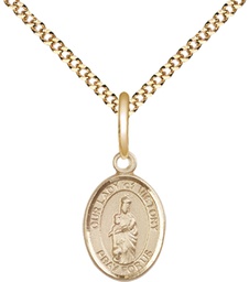 [9306GF/18G] 14kt Gold Filled Our Lady of Victory Pendant on a 18 inch Gold Plate Light Curb chain