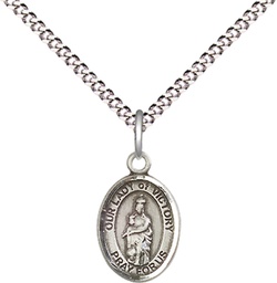 [9306SS/18S] Sterling Silver Our Lady of Victory Pendant on a 18 inch Light Rhodium Light Curb chain