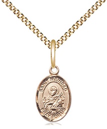 [9307GF/18G] 14kt Gold Filled Saint Meinrad of Einsiedeln Pendant on a 18 inch Gold Plate Light Curb chain