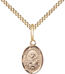 [9307GF/18G] 14kt Gold Filled Saint Meinrad of Einsiedeln Pendant on a 18 inch Gold Plate Light Curb chain