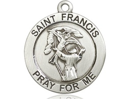 [4084SS] Sterling Silver Saint Francis of Assisi Medal