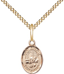 [9309GF/18G] 14kt Gold Filled Saint Rosalia Pendant on a 18 inch Gold Plate Light Curb chain