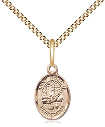 [9309GF/18G] 14kt Gold Filled Saint Rosalia Pendant on a 18 inch Gold Plate Light Curb chain