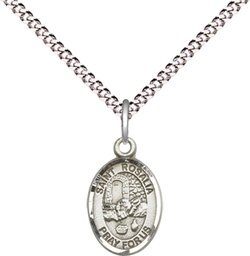 [9309SS/18S] Sterling Silver Saint Rosalia Pendant on a 18 inch Light Rhodium Light Curb chain