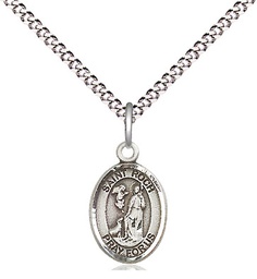 [9310SS/18S] Sterling Silver Saint Roch Pendant on a 18 inch Light Rhodium Light Curb chain