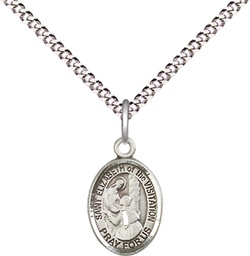 [9311SS/18S] Sterling Silver Saint Elizabeth of the Visitation Pendant on a 18 inch Light Rhodium Light Curb chain