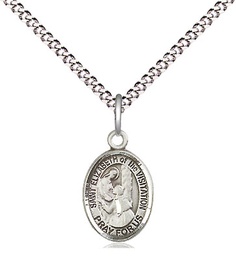 [9311SS/18S] Sterling Silver Saint Elizabeth of the Visitation Pendant on a 18 inch Light Rhodium Light Curb chain