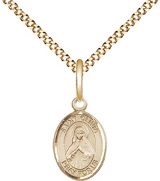 [9312GF/18G] 14kt Gold Filled Saint Olivia Pendant on a 18 inch Gold Plate Light Curb chain