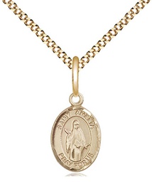 [9313GF/18G] 14kt Gold Filled Saint Amelia Pendant on a 18 inch Gold Plate Light Curb chain