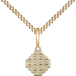 [4118GF/18G] 14kt Gold Filled Jerusalem Cross Pendant on a 18 inch Gold Plate Light Curb chain