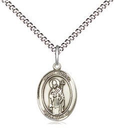 [9315SS/18S] Sterling Silver Saint Ronan Pendant on a 18 inch Light Rhodium Light Curb chain