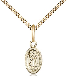 [4121CGF/18G] 14kt Gold Filled Saint Christopher Pendant on a 18 inch Gold Plate Light Curb chain